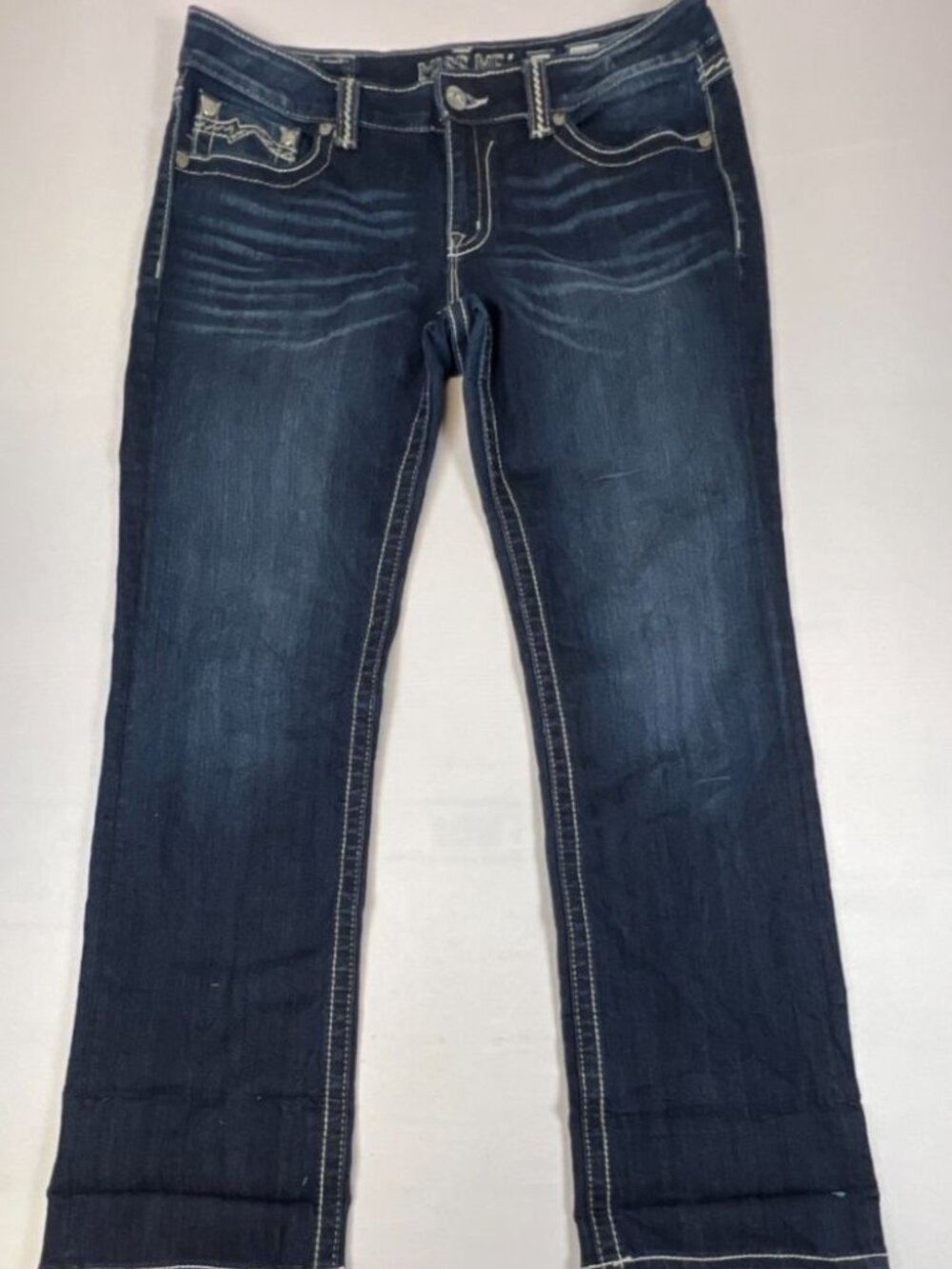 Miss Me Easy Capri Jeans Women's Size 32 Dark Wash Denim Embellished Pockets